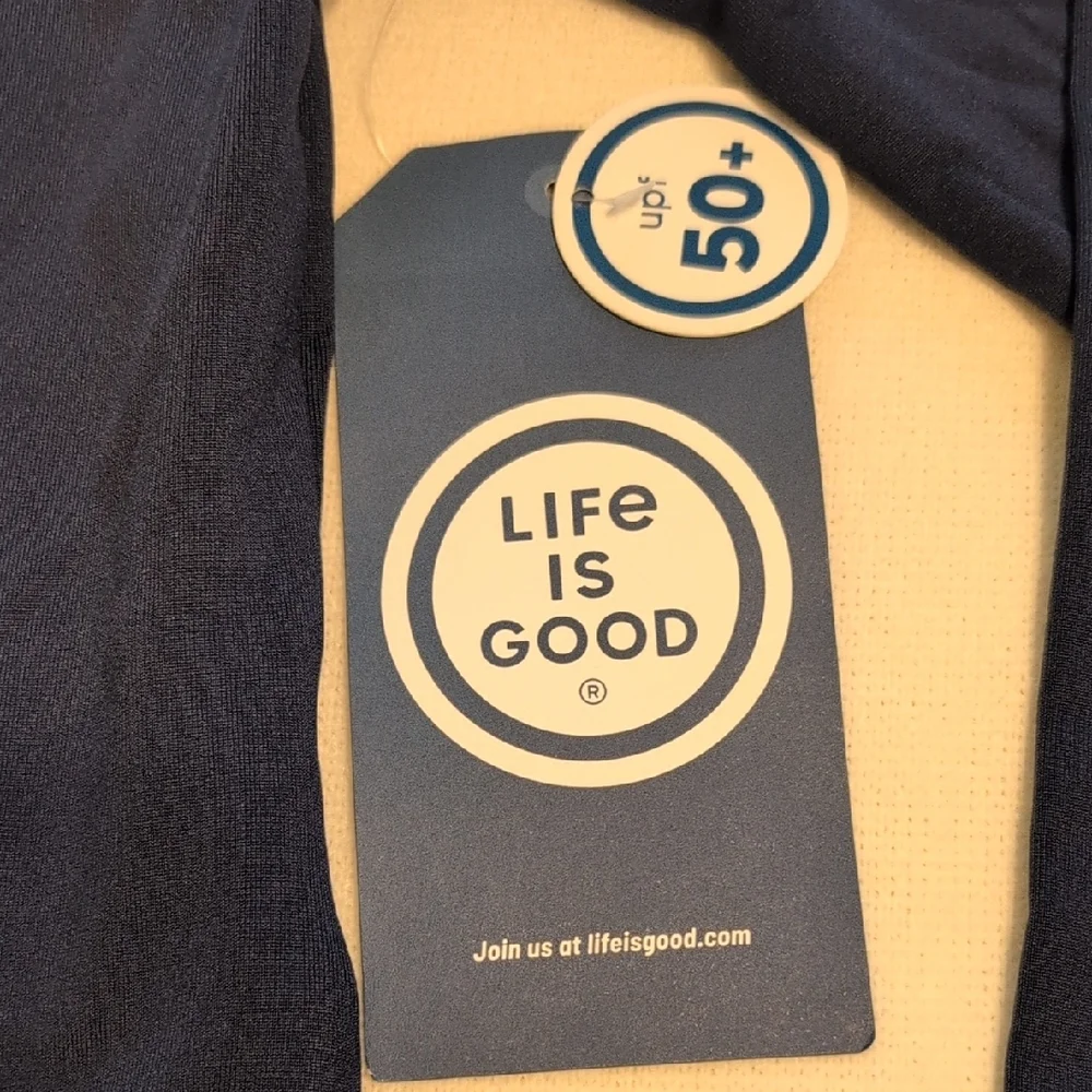 Life Is Good Navy Blue Rashguard Swim Shirt UPF Boys Size Large